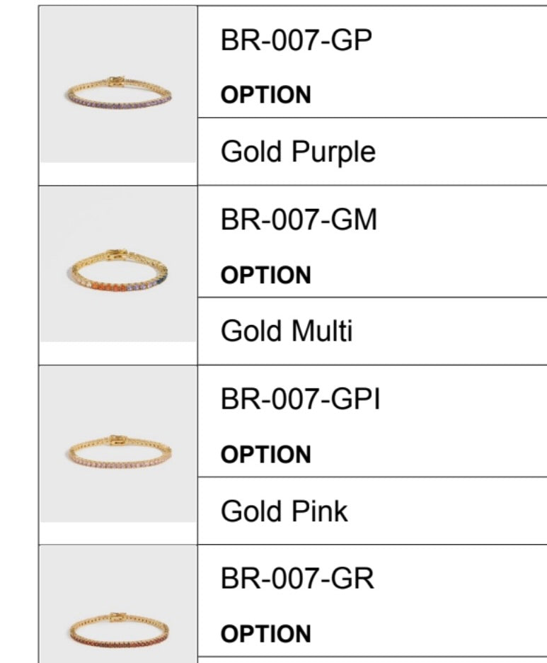 Gold Tennis Bracelet (Color Options!)