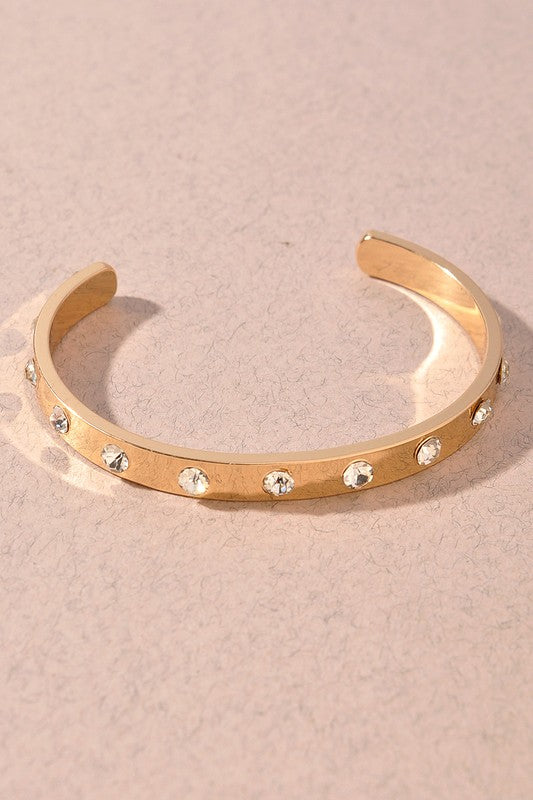 Crystal Studded Metal Bracelet Cuff