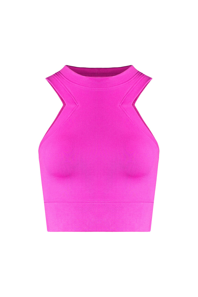 Carved Out Daily Ribbed Tank- Magenta