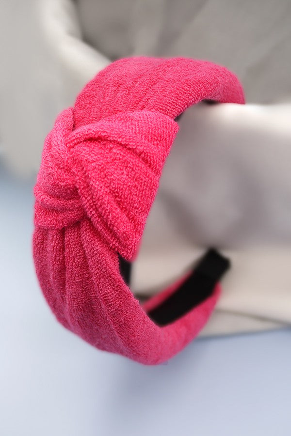 Pink Spa Sponge Terrycloth Knotted Headband