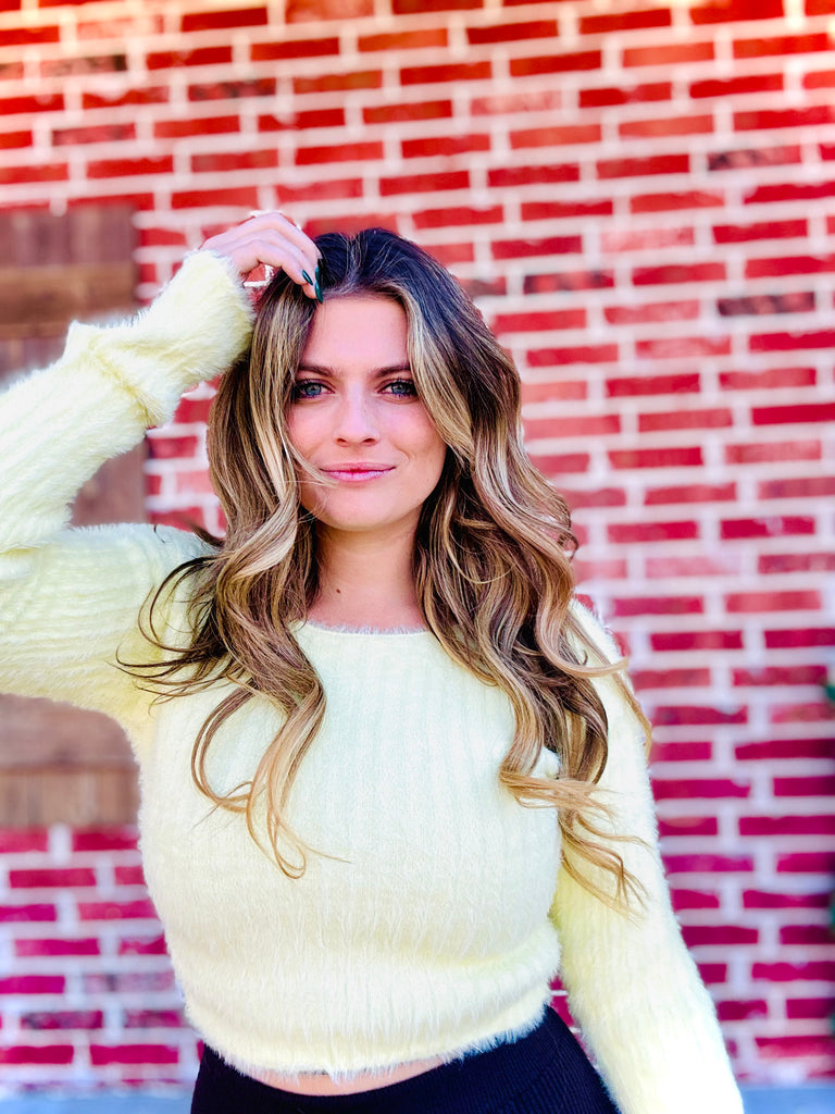 Pale Yellow Cropped Suzie Sweater