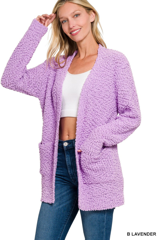 Dusty Lavender Popcorn Cardigan