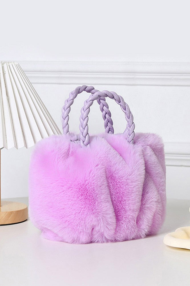 Lady-Like Lavender Faux Fur Handbag/Crossbody