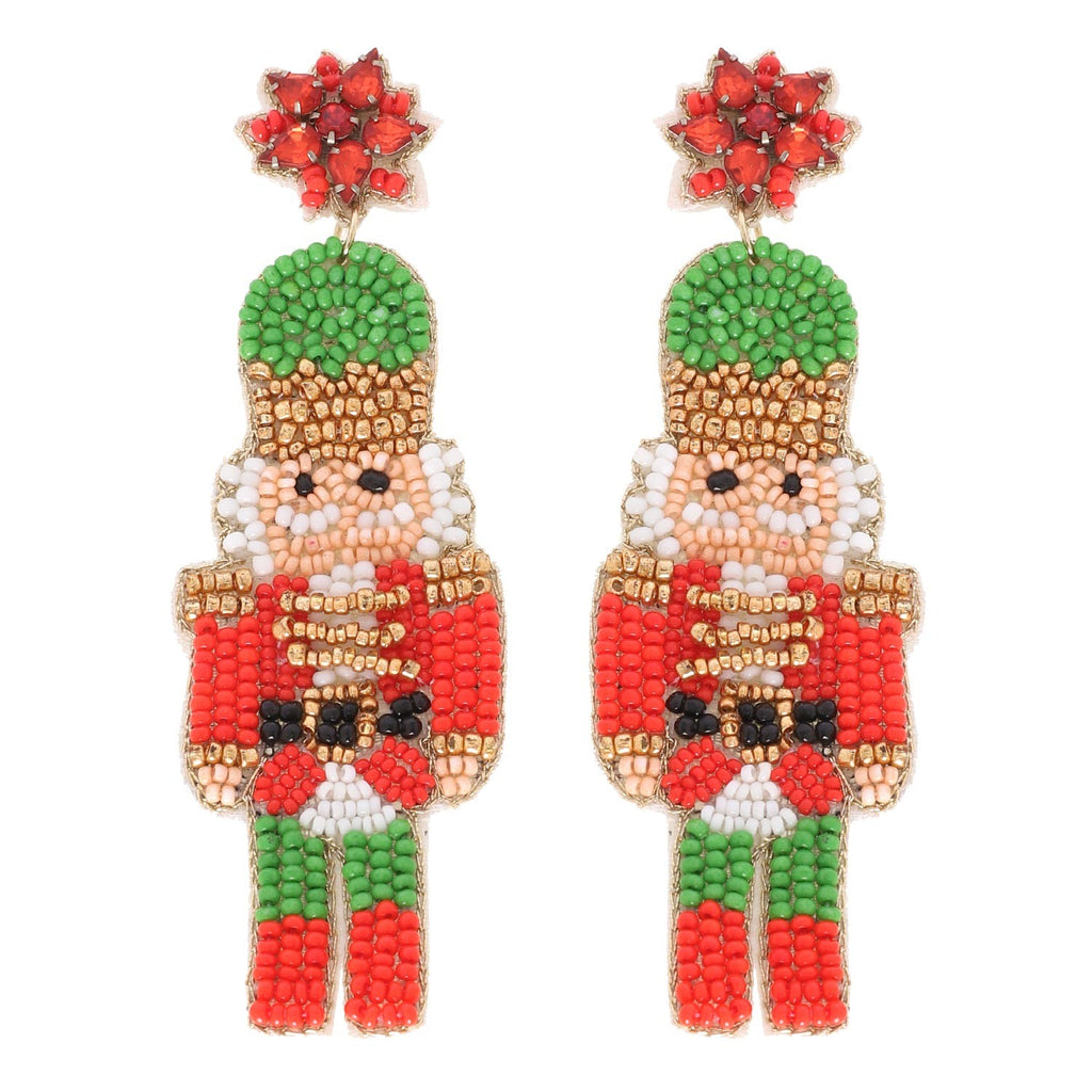 Traditional Holiday Nutcracker Beaded Earrings