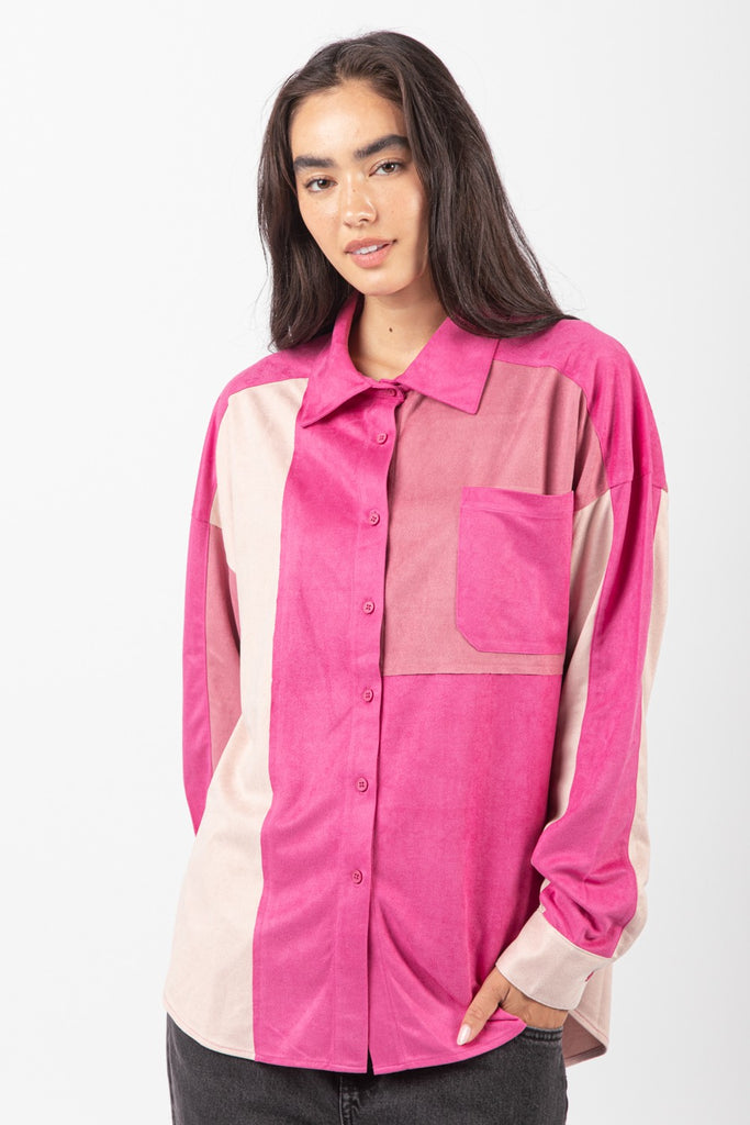 Fuchsia Mix Fall Lightweight Button Up