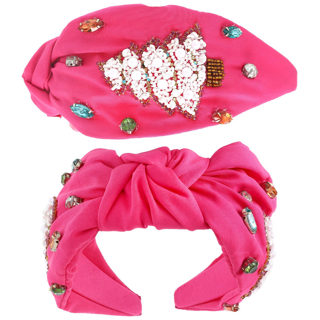 Pink Loving Jeweled Holiday Knotted Headband