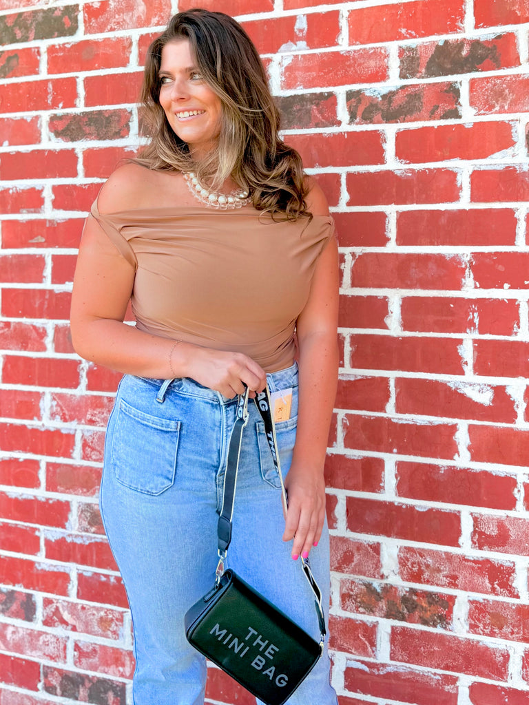 Night Out Off Shoulder Top in Mocha