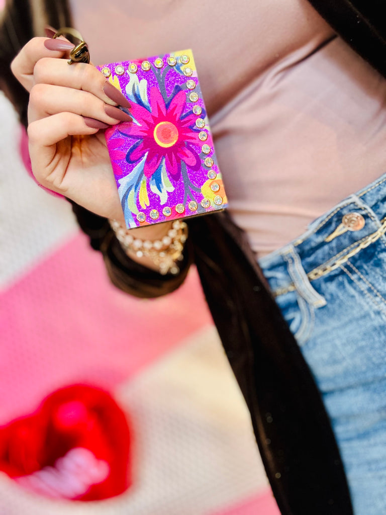 Lilac Floral Becca Leather Card Holder