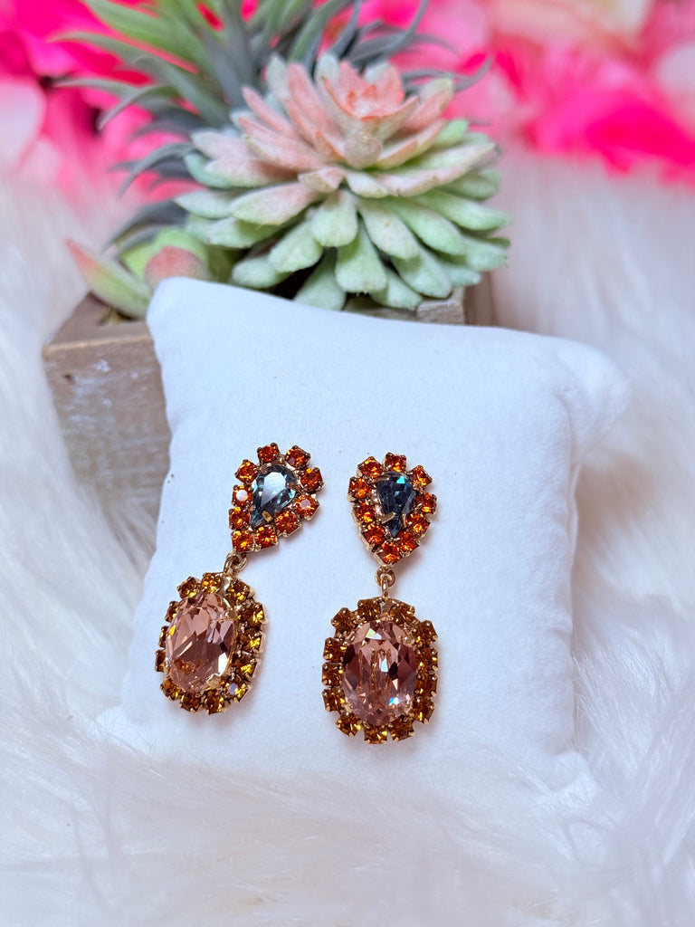 Neriah Swarovski Earrings- Antique Gold