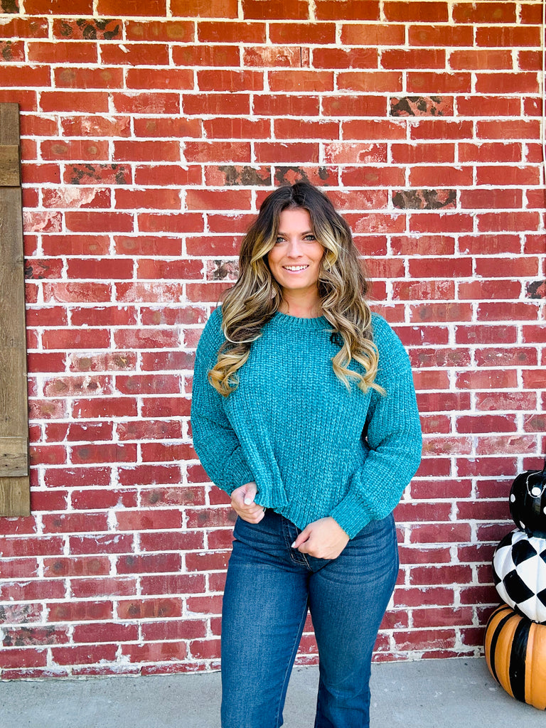 Cloudy Cuddles Sweater- Teal