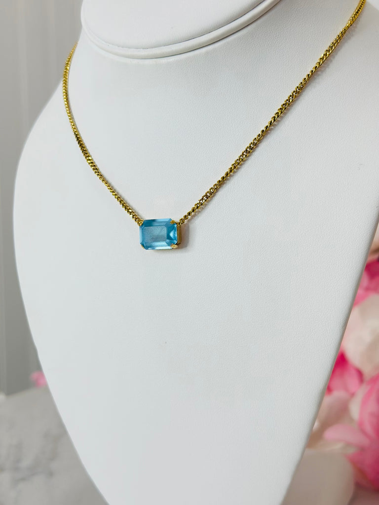 Rubin Swarovski Pendent Daily Necklace - Light Turquoise Matte