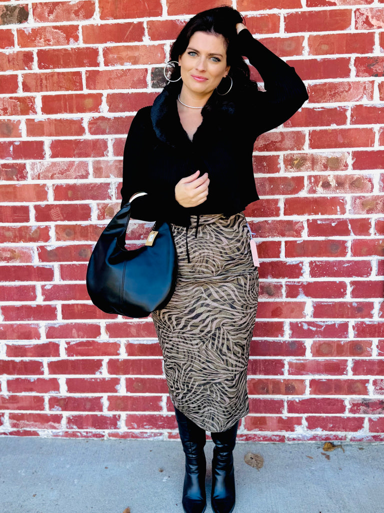 Wild Rush Zebra Midi Skirt