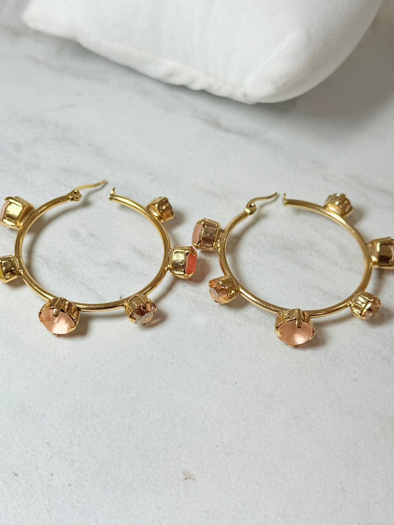 Atlia Swarovski Hoop Earrings in Vintage Rose Matte