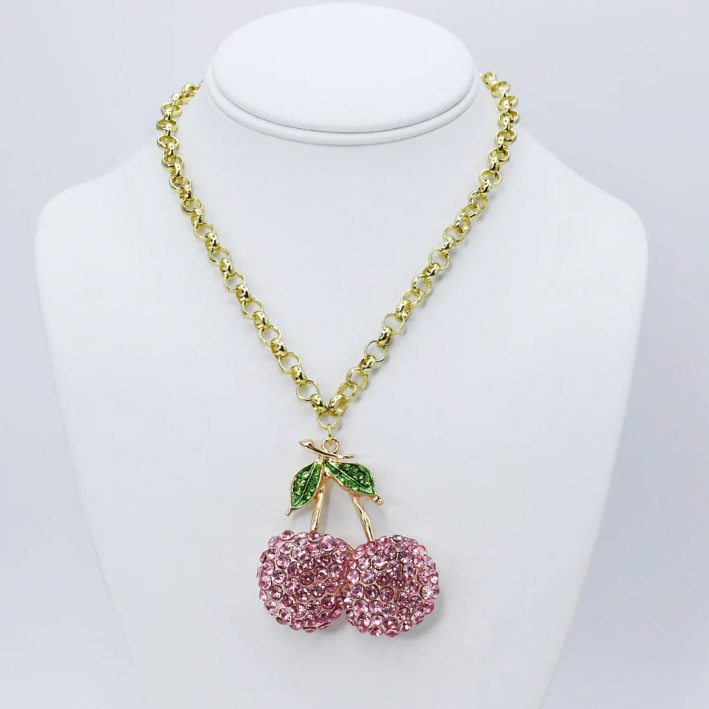 Pink Cherry Luxe Crystal Necklace