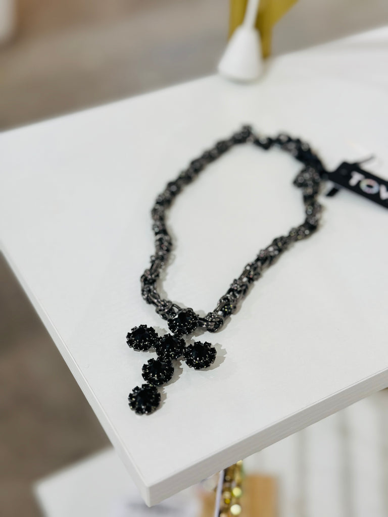 Jet Black Madonna Swarovski Necklace