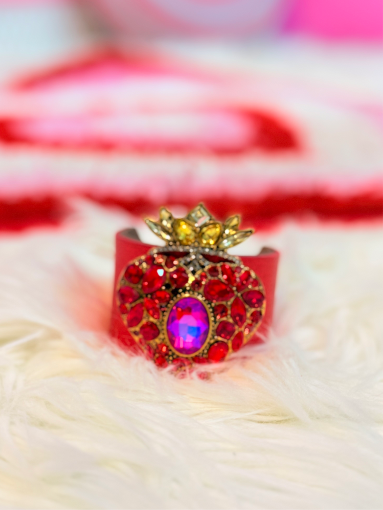 Queen Of Hearts Crystal Cinch Cuff