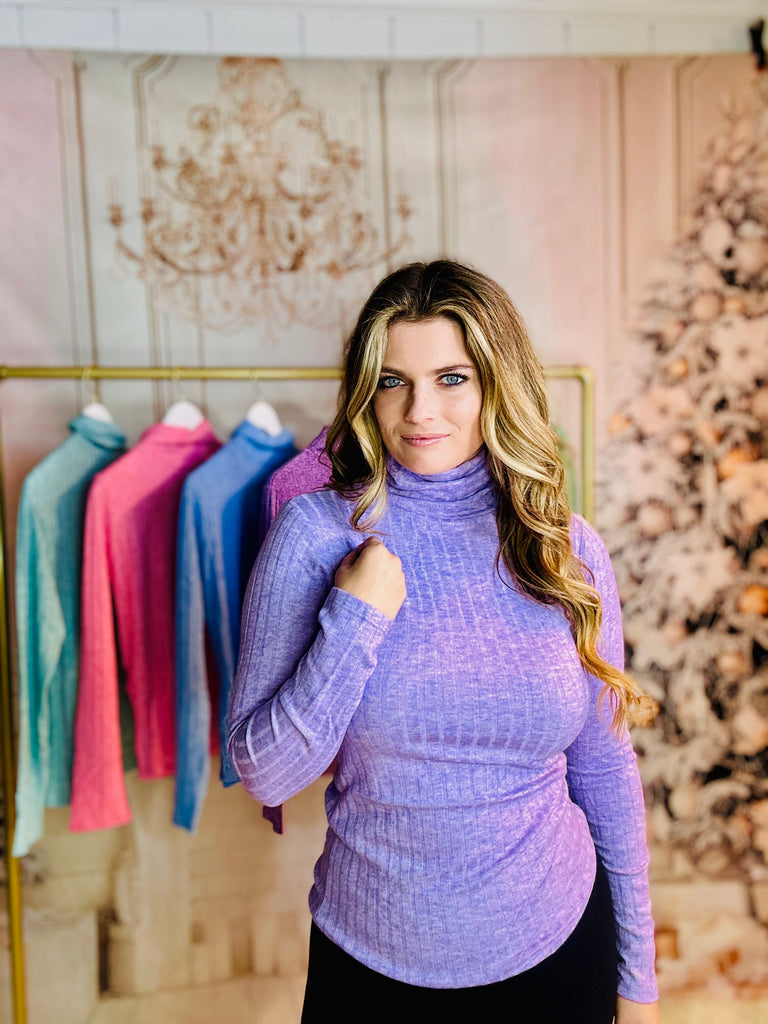 Lavender Day to Day Lux Ribbed Long Sleeve Top