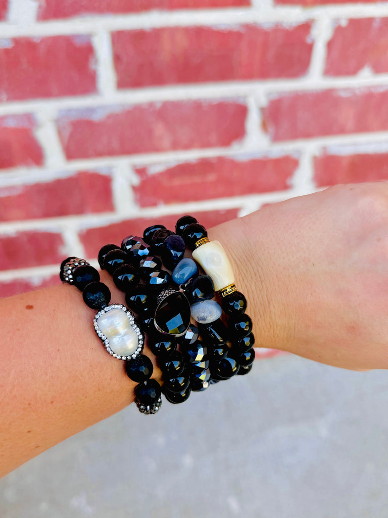 Black Swan & Pearl Shimmer Bracelet Stack