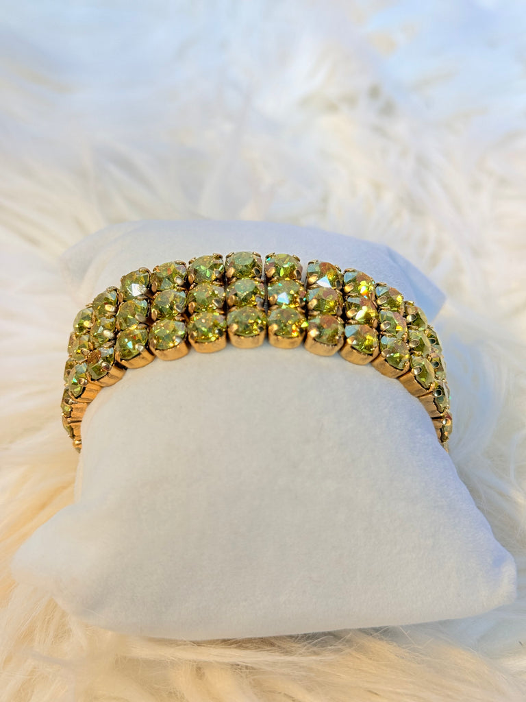 Olivia 3 Strand Stretch Bracelet Swarovski Lime