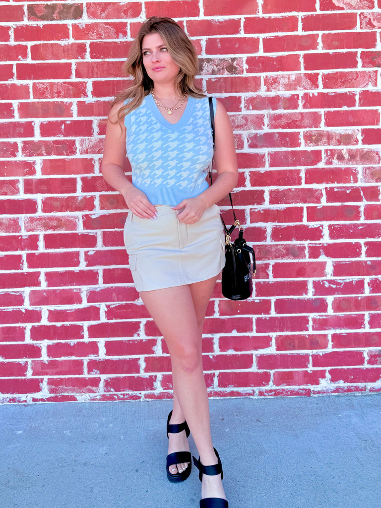 Baby Blue Houndstooth Sweater Vest