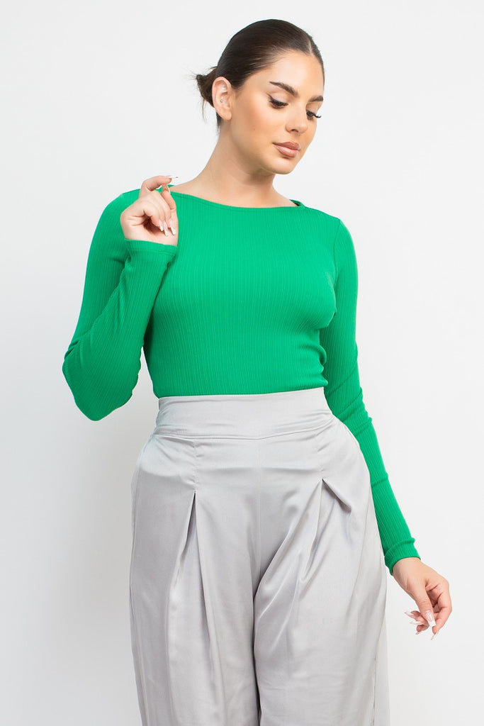 Emerald Ribbed Knit Long Sleeve