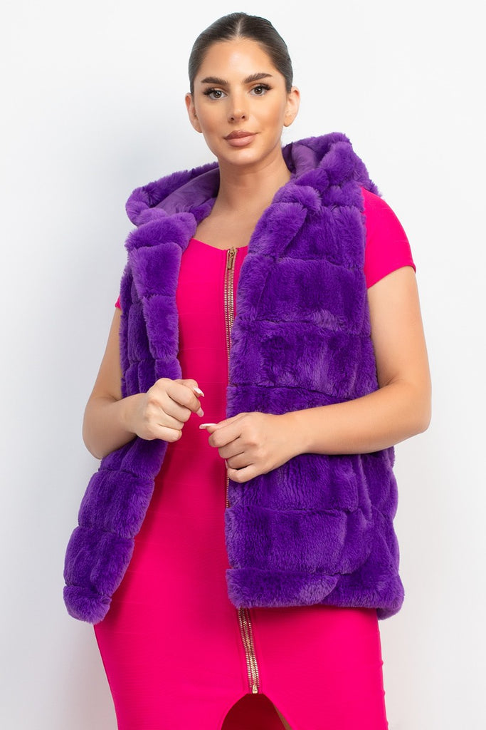 Elegant Purple Fur Sherpa Vest