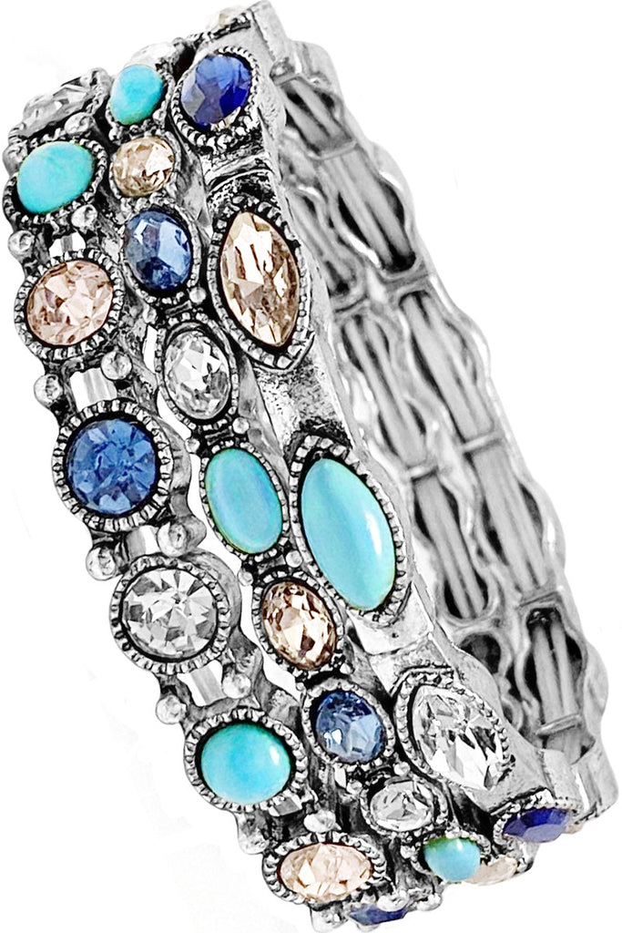 Multi Glass & Crystal Pave Bracelet Set