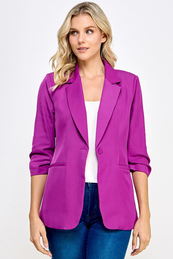 Orchid Top Shelf Notched Blazer Top