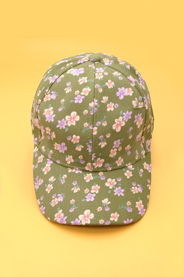 Floral Casuals Baseball Ball Cap Hat - Olive