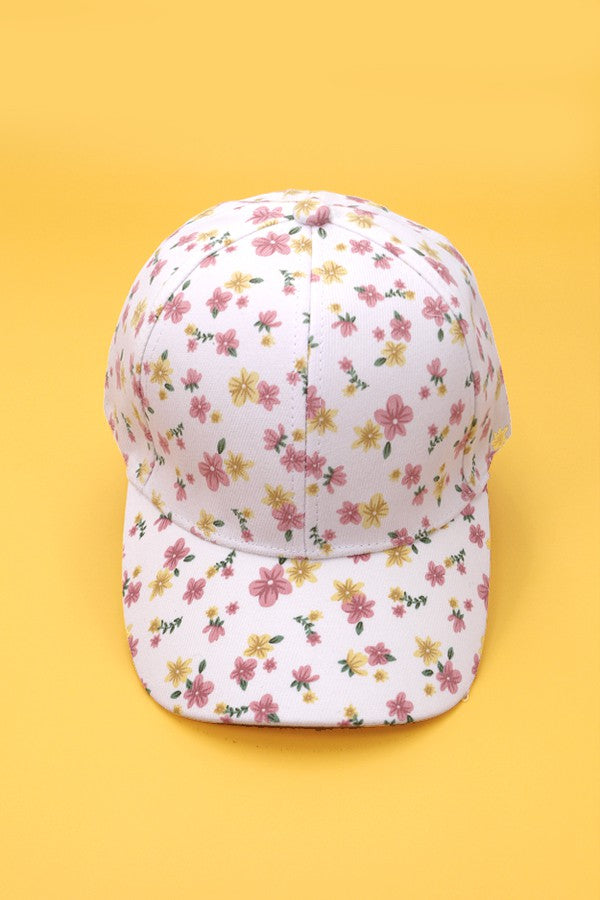 Floral Casuals Baseball Ball Cap Hat - White