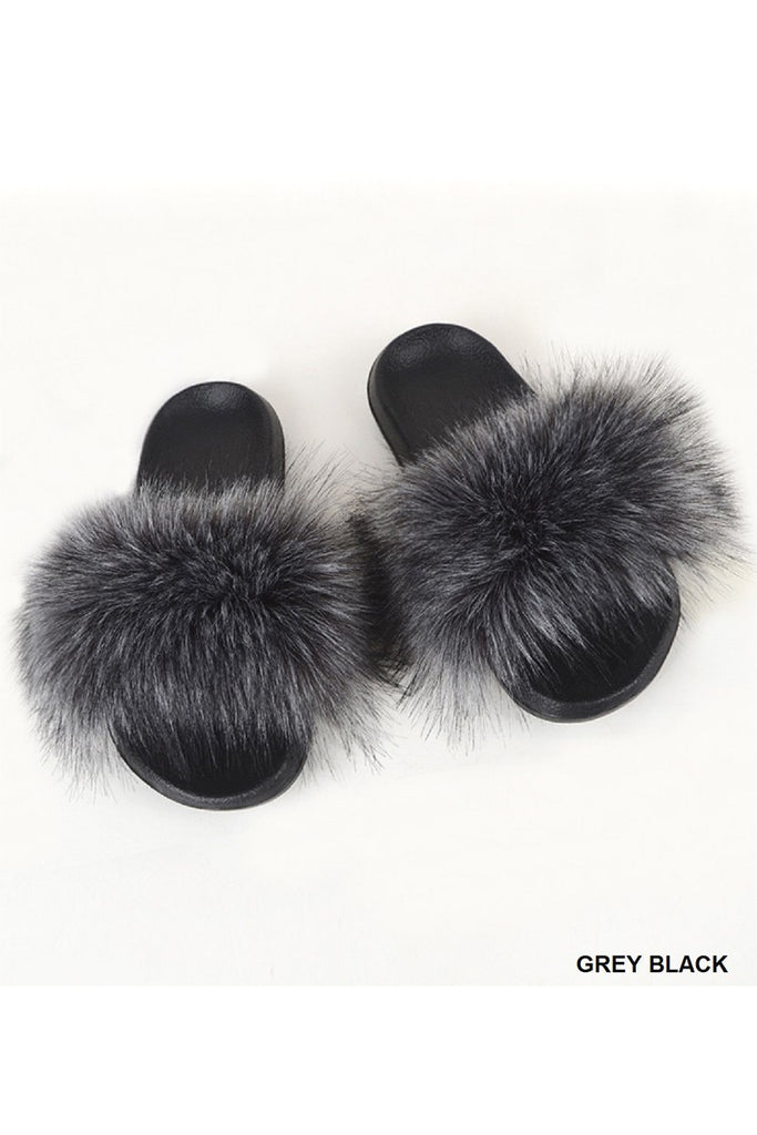 Black/Grey Fur Slip N' Slides