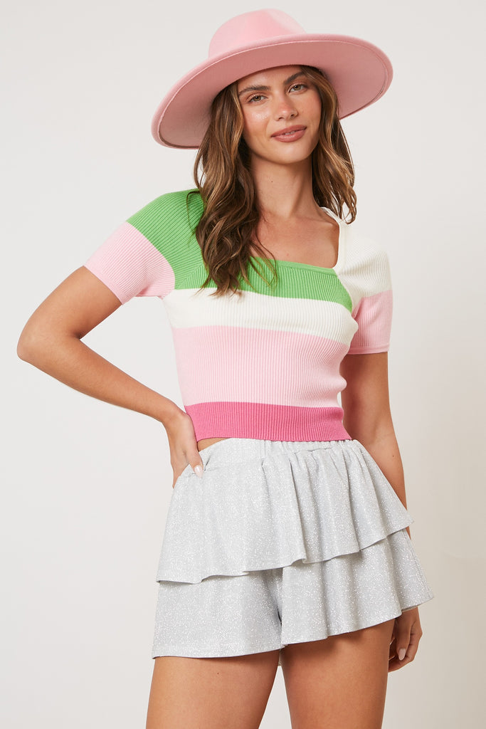 Lime & Pink Sweet Stripe Top