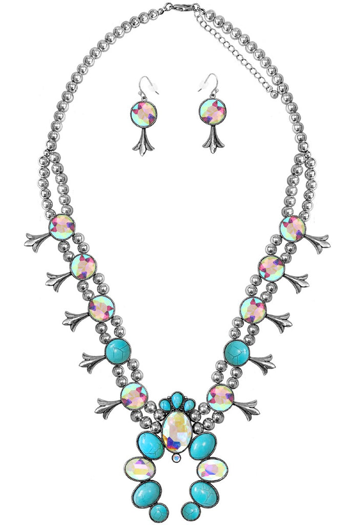 The Kacey Squash Blossom Necklace-Turquoise