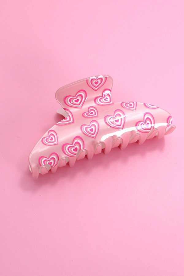 Heart you Later Pink Claw Hair Clip