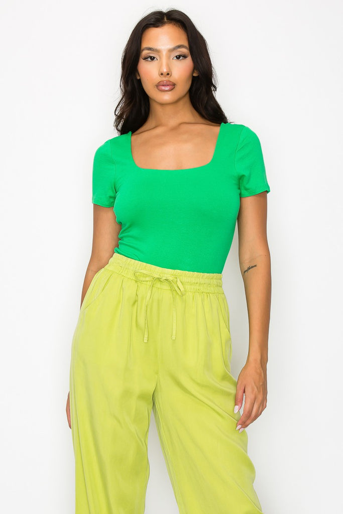 Tailored Casual Square Neck Tee - Kelly Green