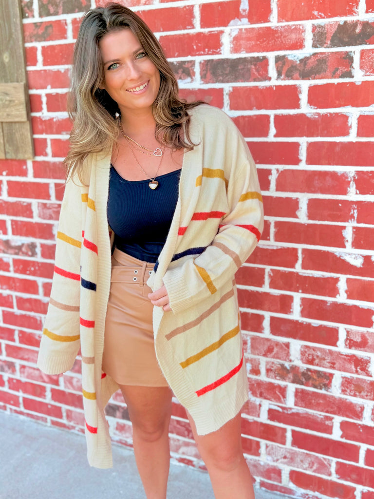 Drawing The Line Cardigan - Beige