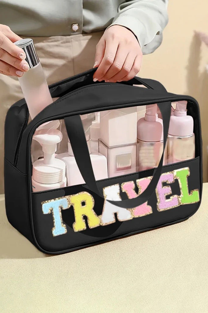 Travel Letter Clear Toiletries Zipper Tote Bag