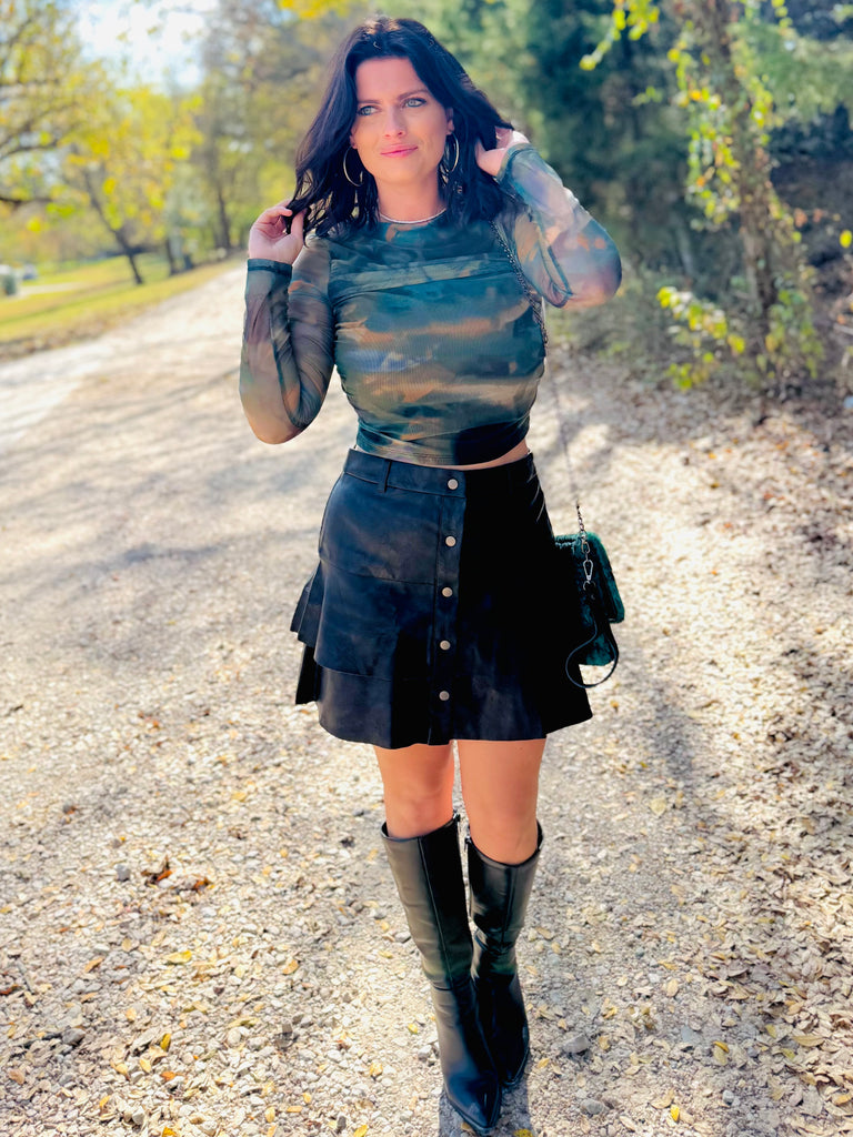 Rebel Ruffle Faux Leather Skirt