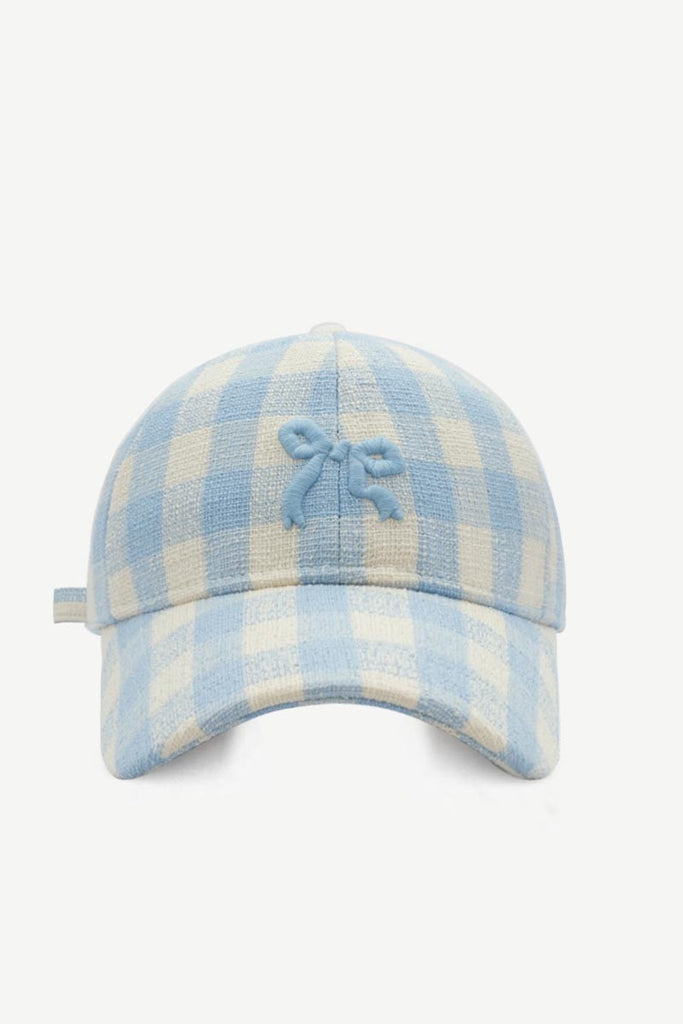 Baby Blue Checkered Fancy Ball Cap Hat