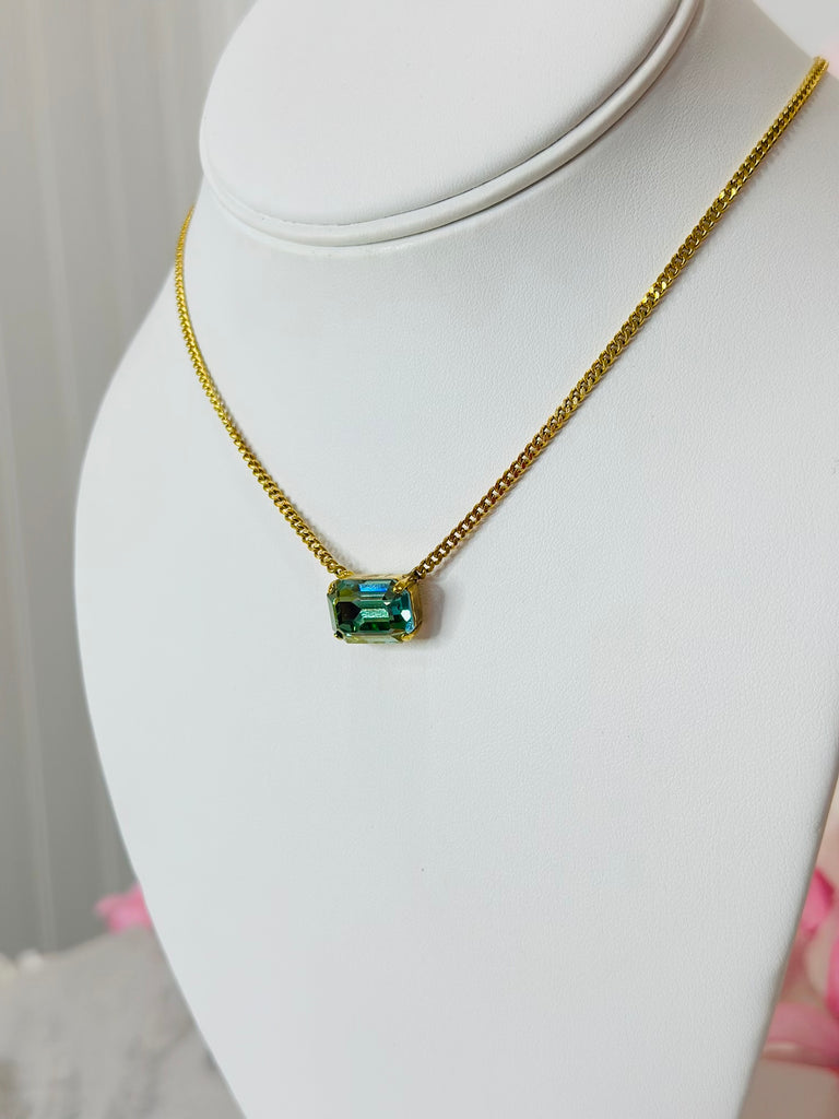 Rubin Swarovski Pendent Daily Necklace - Aqua Lemon