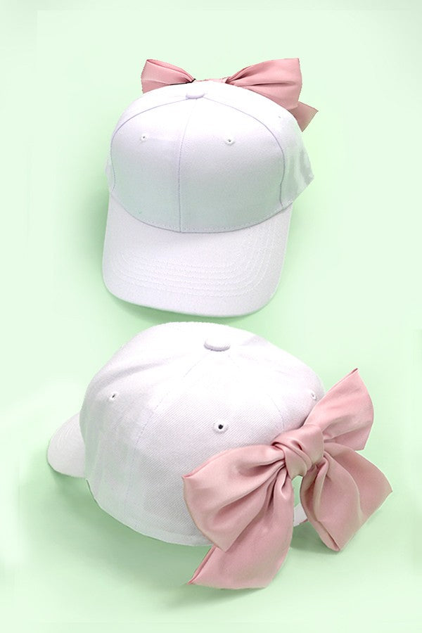 Pink & Ivory Backside Bow Ballcap Hat