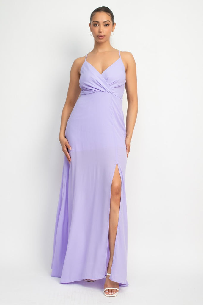 Solid Meadows Zippered Maxi Dress in Lavender