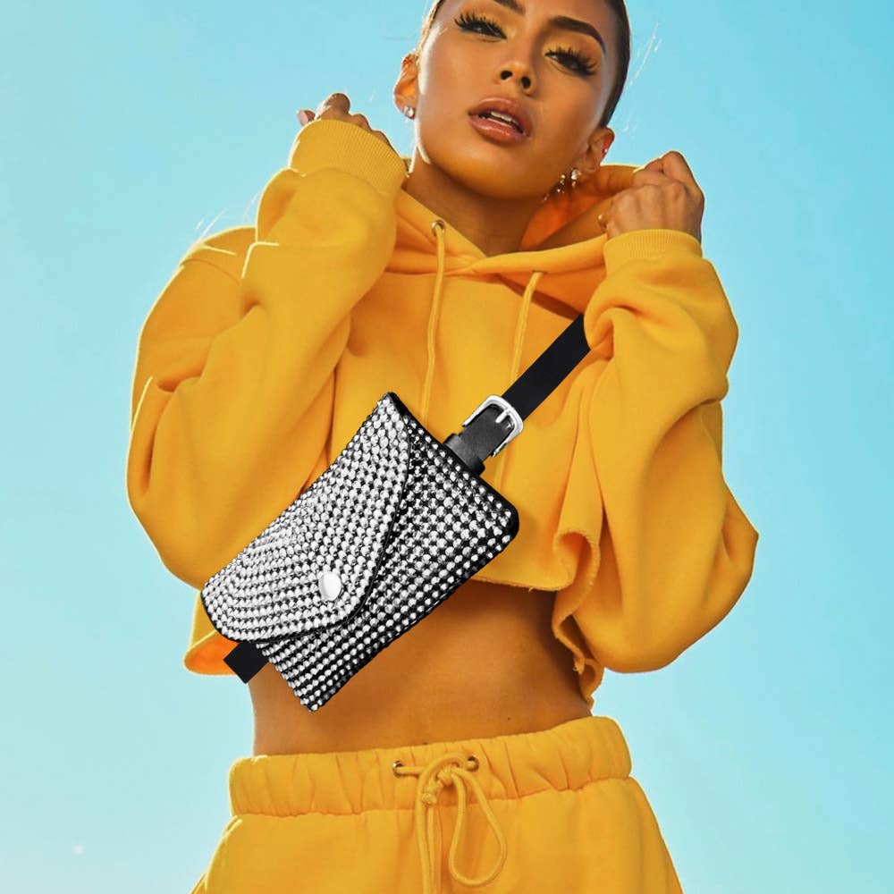 Bling It On Envelope Belt Bag - Silver