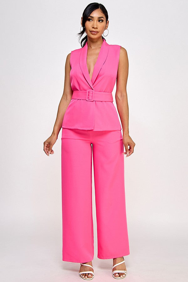Belted Business Babe Blazer and Pant Set