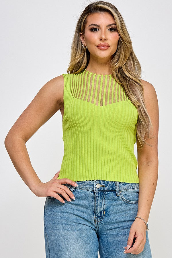 All Over Ribbed Sleeveless Tank Top