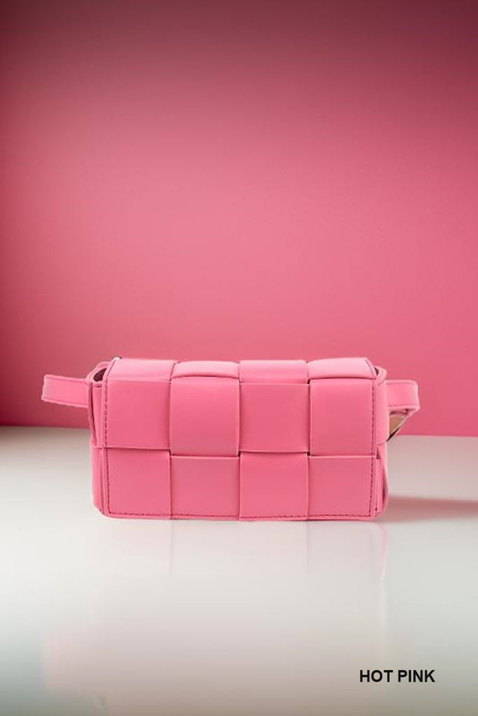 Whitley Woven Crossbody Handbag-Pink