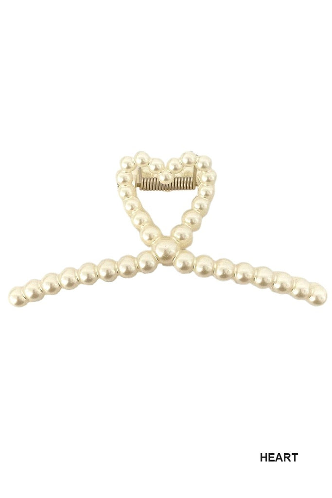Whimsy Pearl Heart Claw Clip