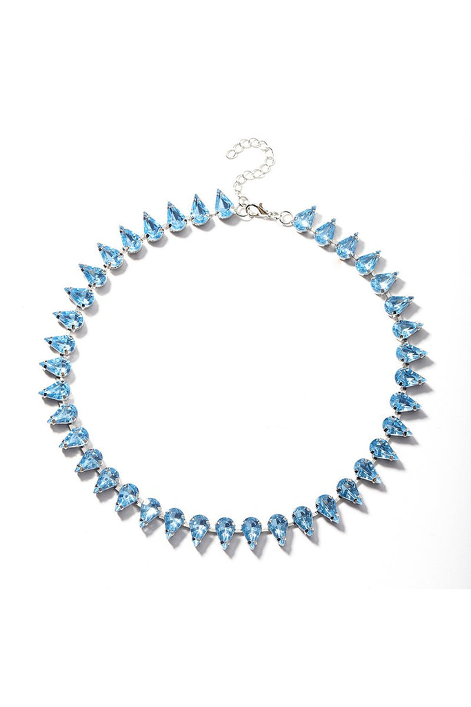 Darcy Crystal Chain Necklace-Light Blue