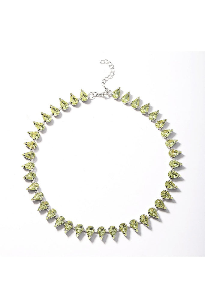 Darcy Crystal Chain Necklace- Pale Yellow