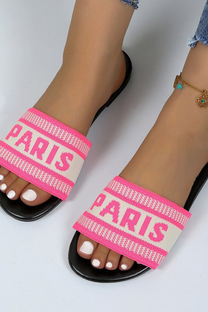 Summer Pink Letter Knit Sandals